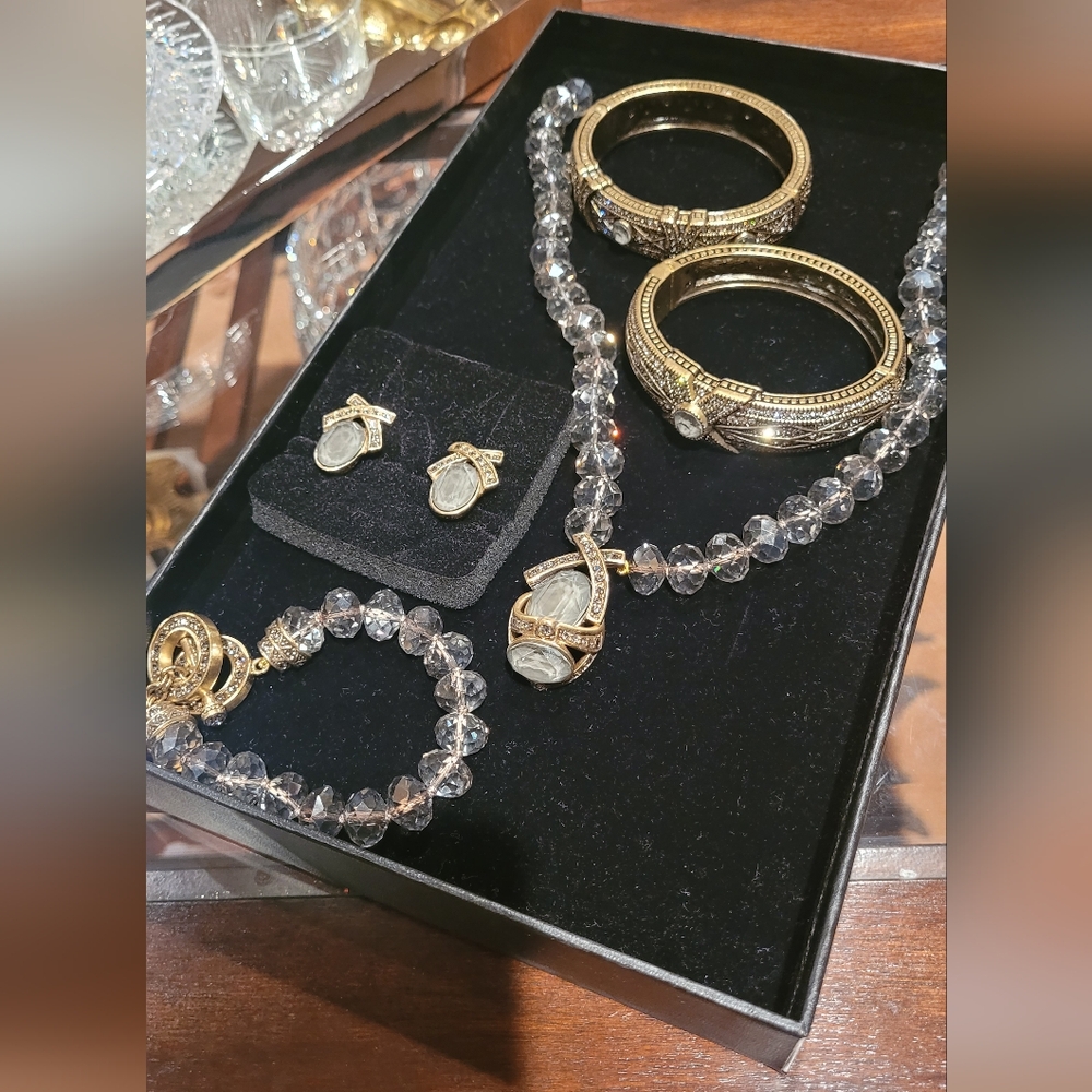 Heidi Daus "Conscious Coupling" Elegant Gold and Silver Jewelry Set